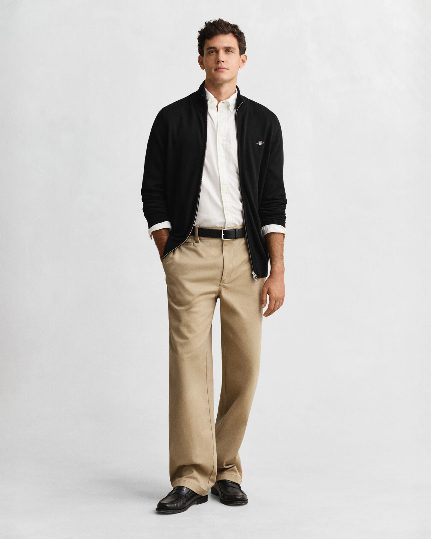 Afslappet cardigan i bomuld med lynlås