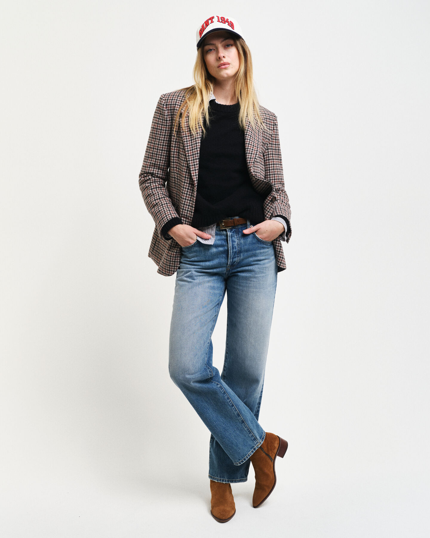 Regular fit houndstooth blazer