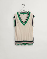 Stribet vest i ribstrik