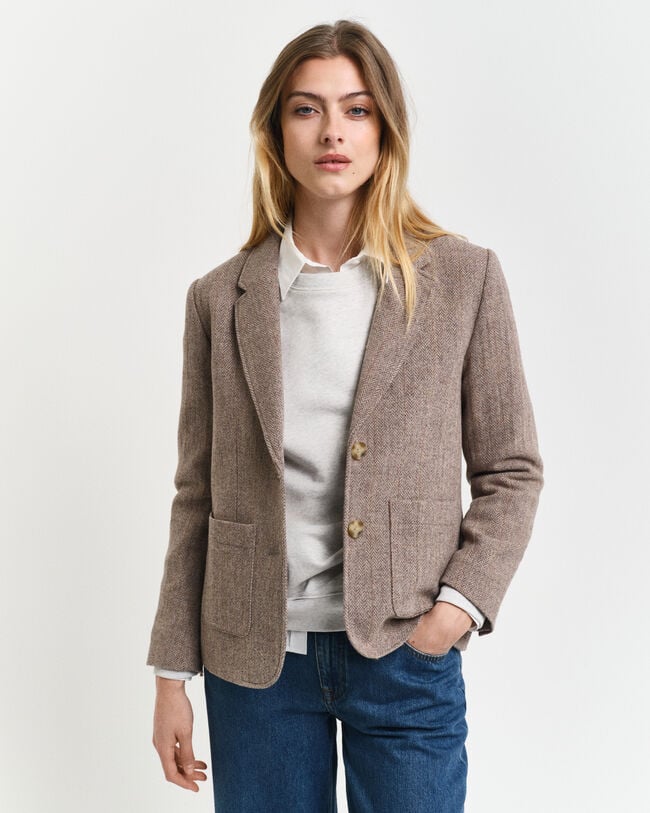 Regular fit kort sildebensmønstret blazer
