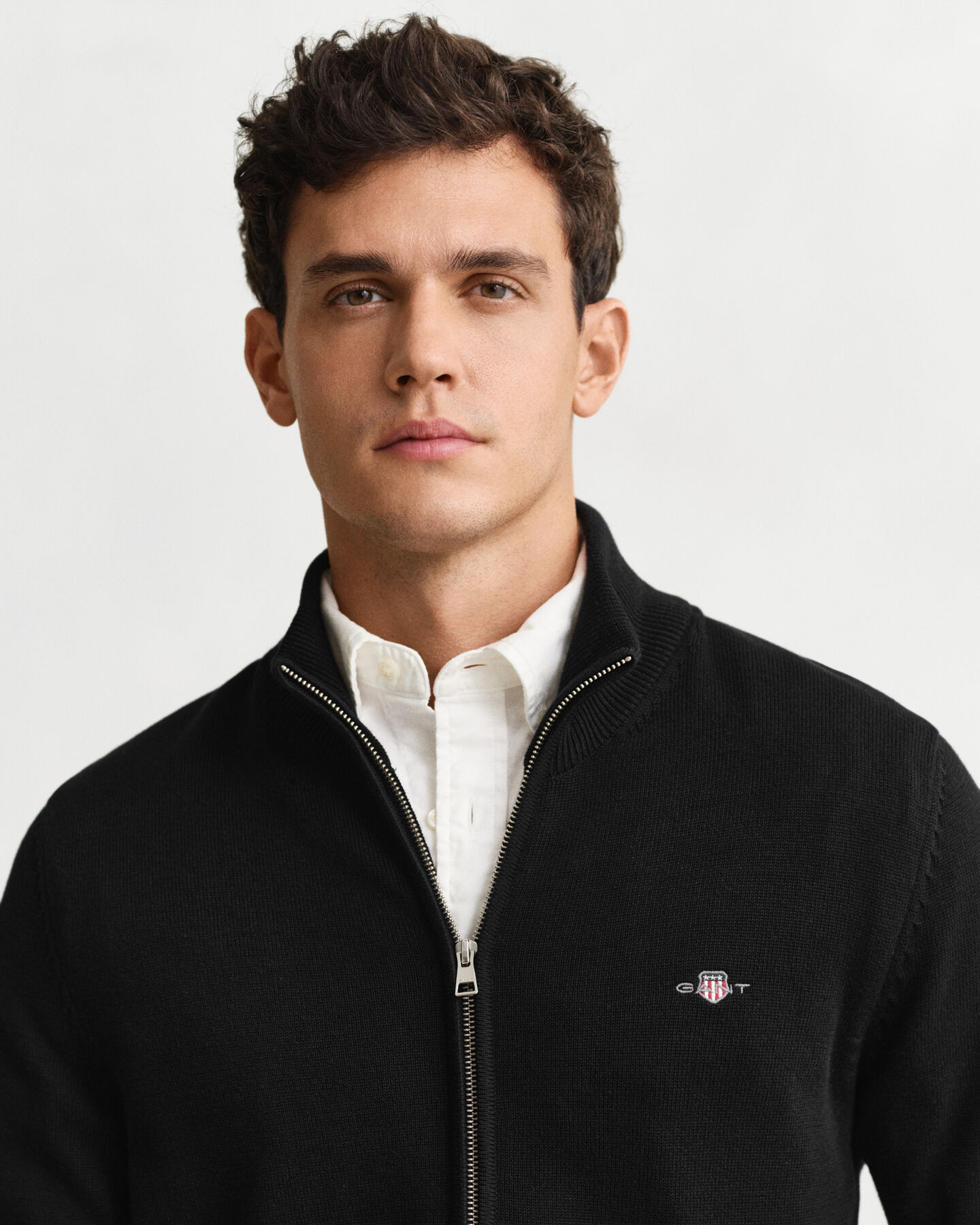 Afslappet cardigan i bomuld med lynlås