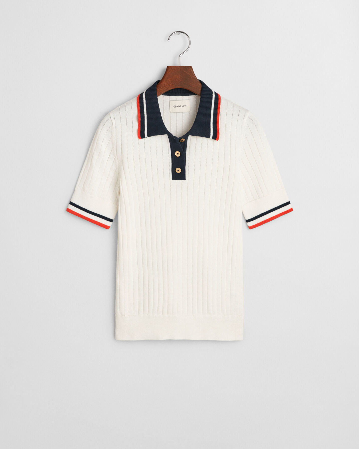 Kontrastfarvet Rugger med ribstrik og korte ærmer