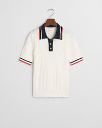 Kontrastfarvet Rugger med ribstrik og korte ærmer