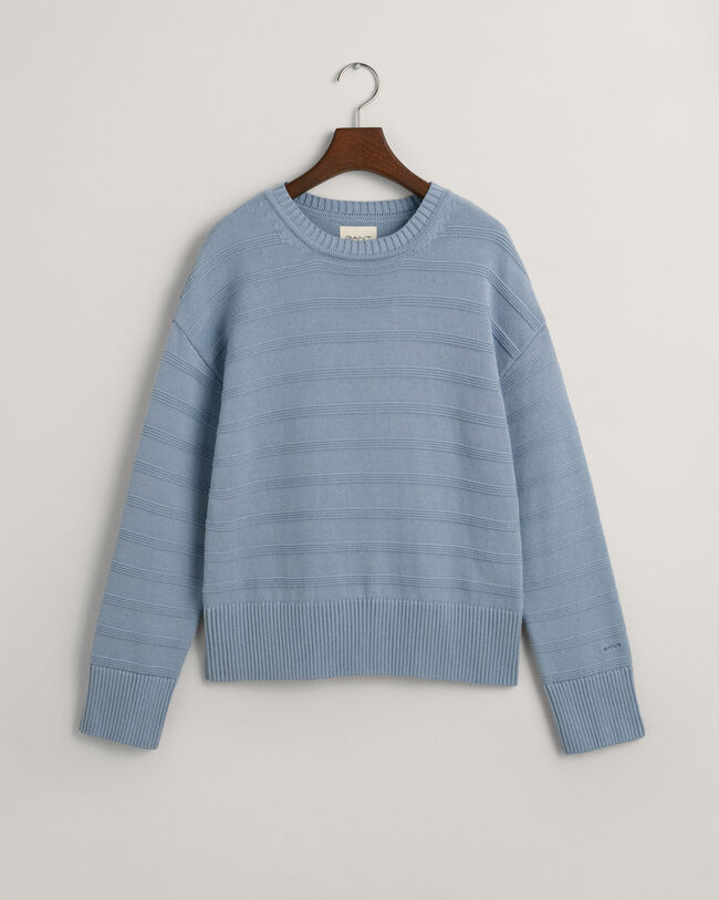 Tonal stribet crewneck sweater i bomuld