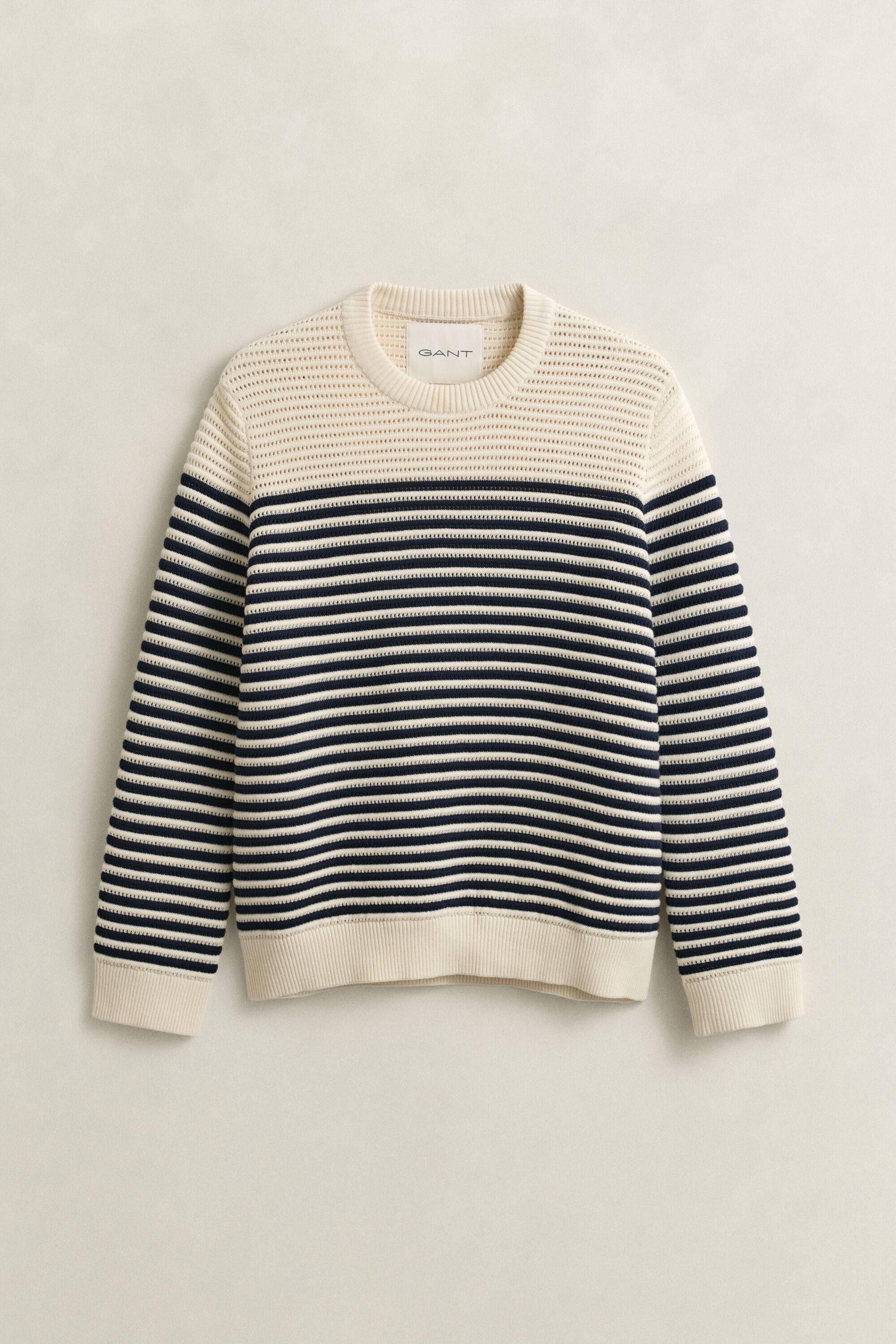 Stribet sweater med crewneck