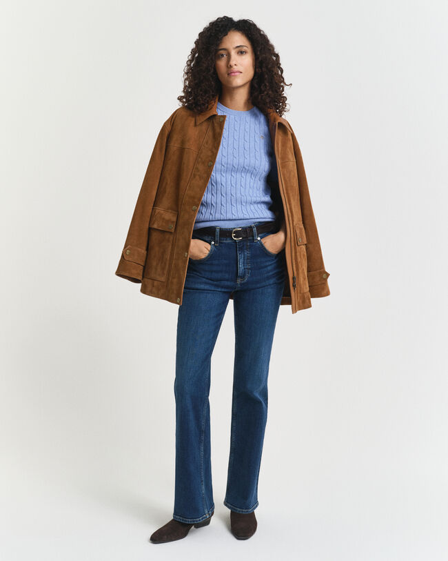 Sweater af strækbomuld med kabelstrik