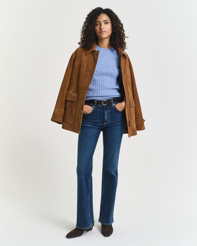 Sweater af strækbomuld med kabelstrik