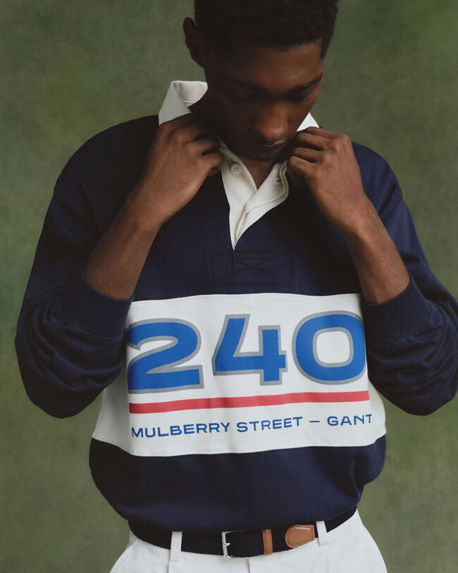 Grafisk Heavy Rugger med farveblokke