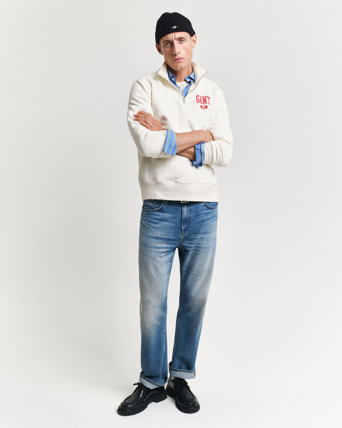 GANT 49 Arch Graphic sweatshirt med halv lynlås