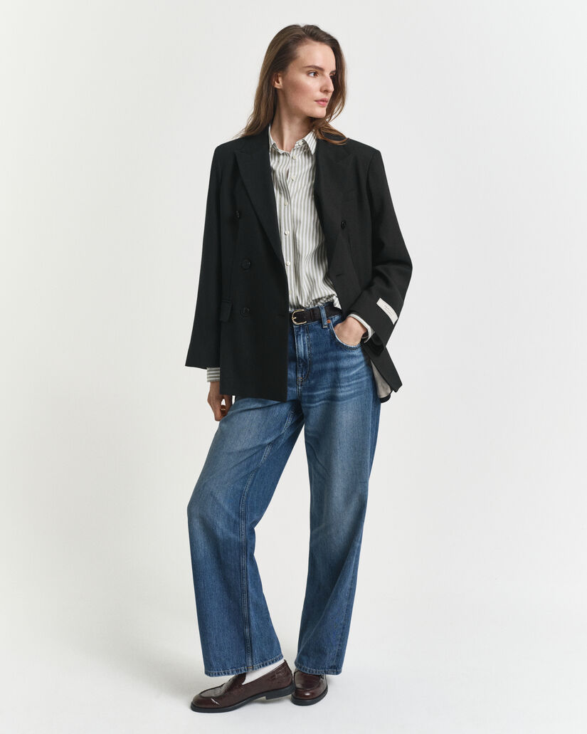 Regular fit klassisk stribet poplin-skjorte