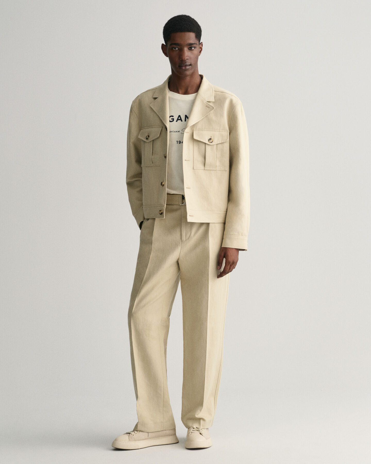 Relaxed fit jakkesæt-jakke af bomuld og hør