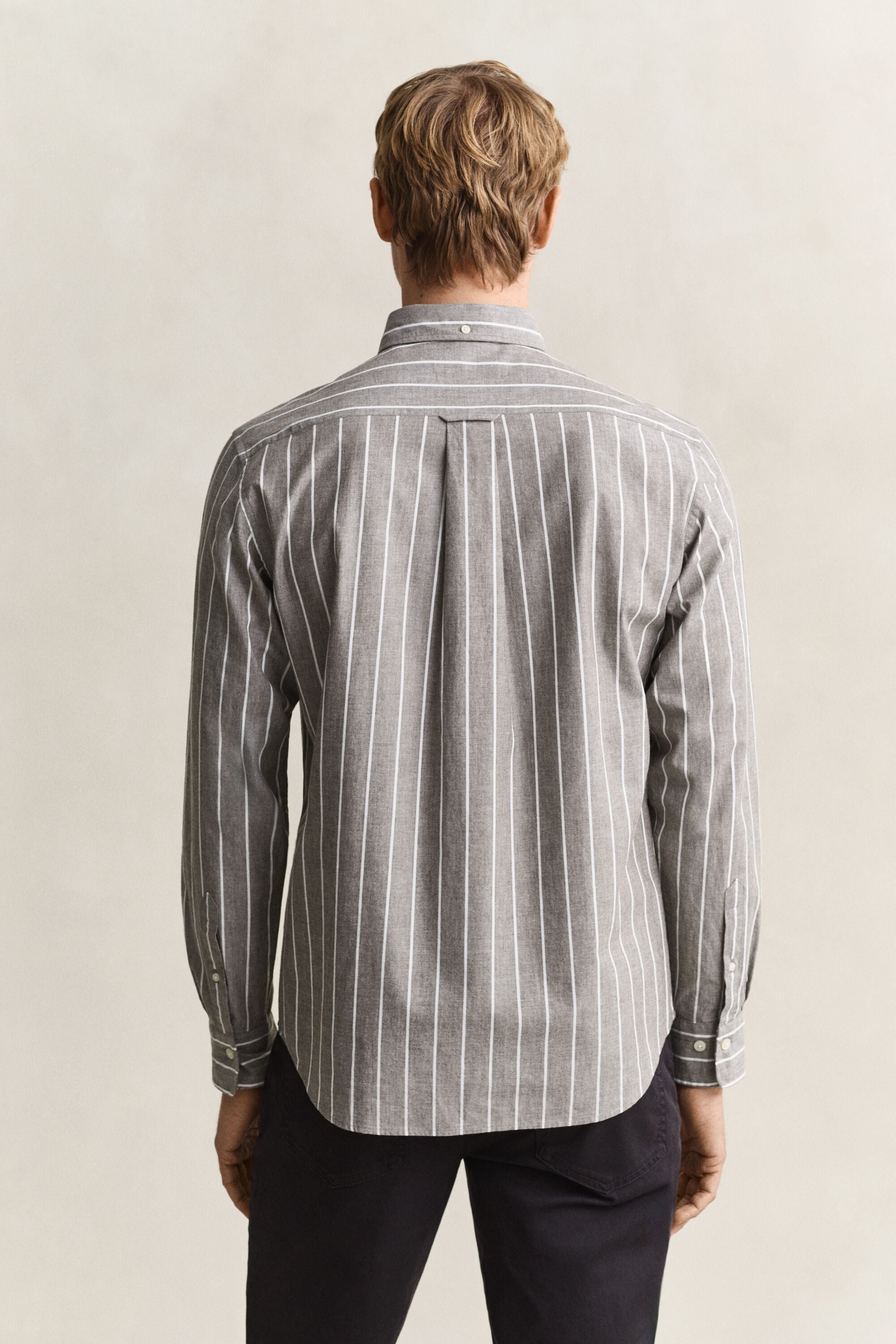 Stribet skjorte i melange poplin