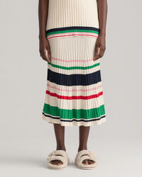 Stribet nederdel i ribstrik