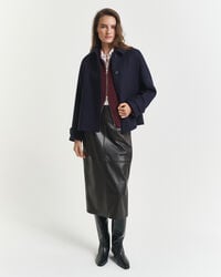 Midi pencil-nederdel af læder