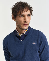 Klassiske sweater i bomuld med V-hals