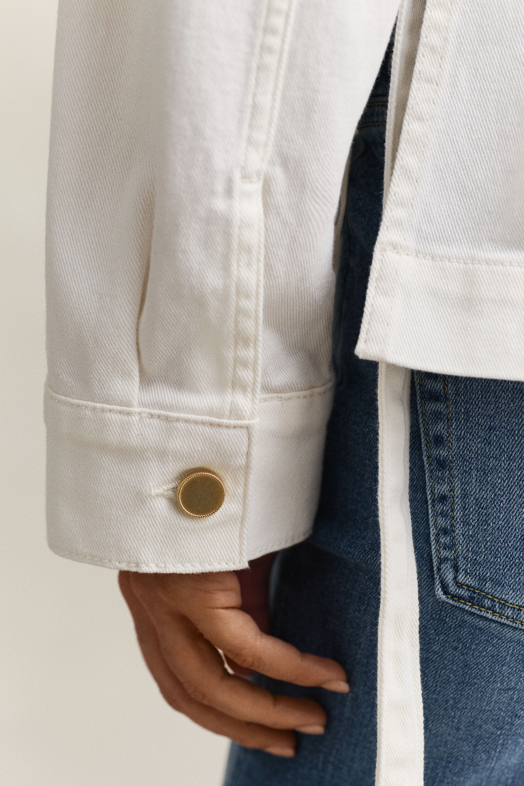 Denim-jakke med bindebånd