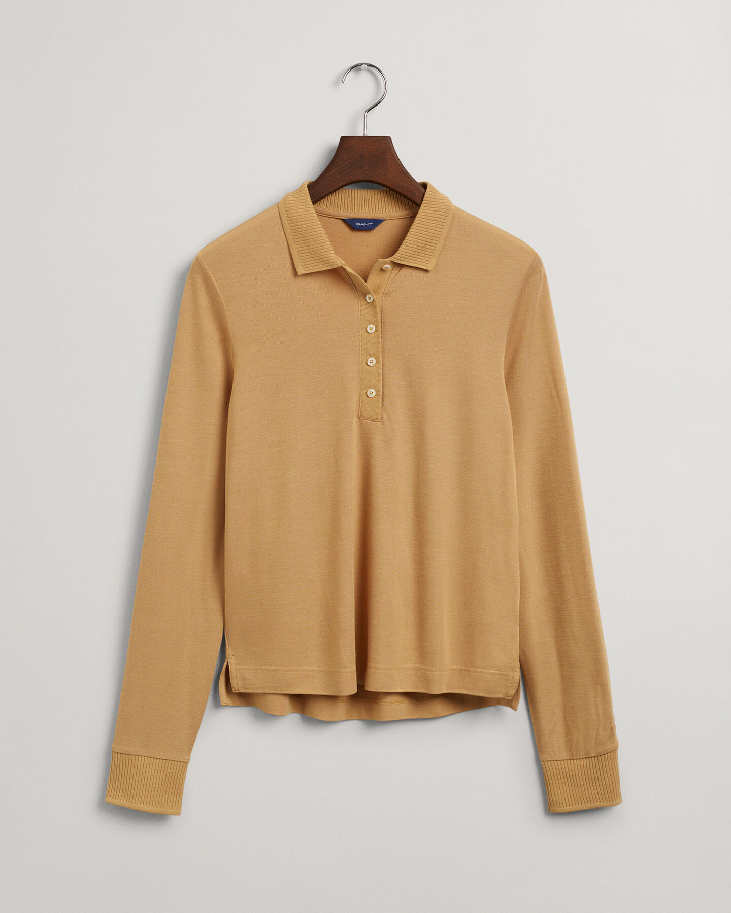 Detail Collar lang&aelig;rmet piqu&eacute; poloskjorte