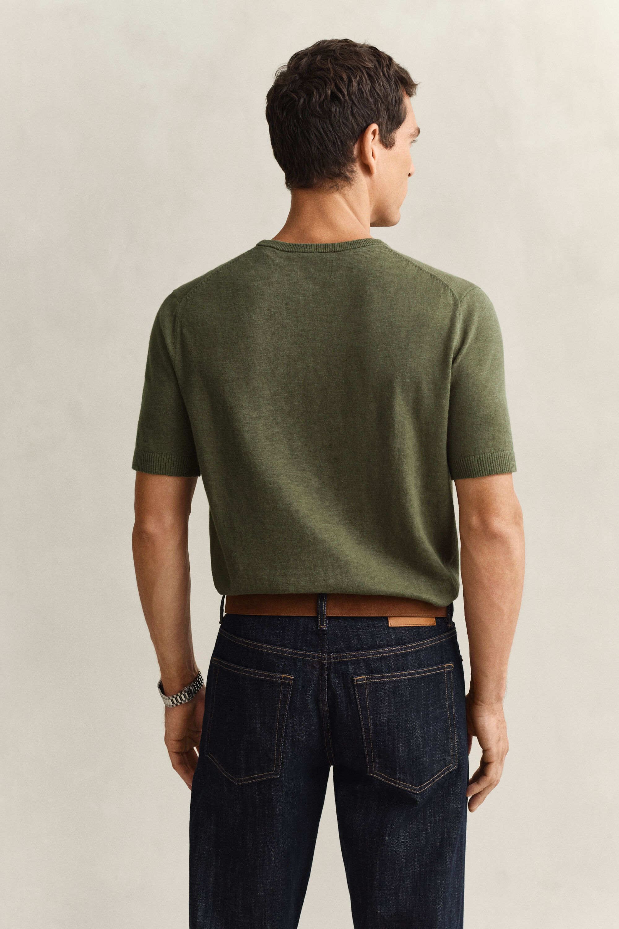 Kortærmet sweater af nopret bomuldsblanding