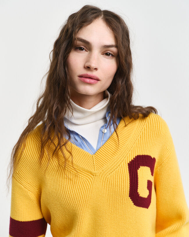 GANT Varsity sweater med V-hals