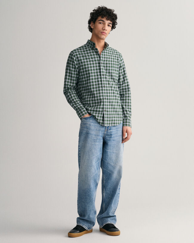 Regular fit flannelskjorte med mikrotern