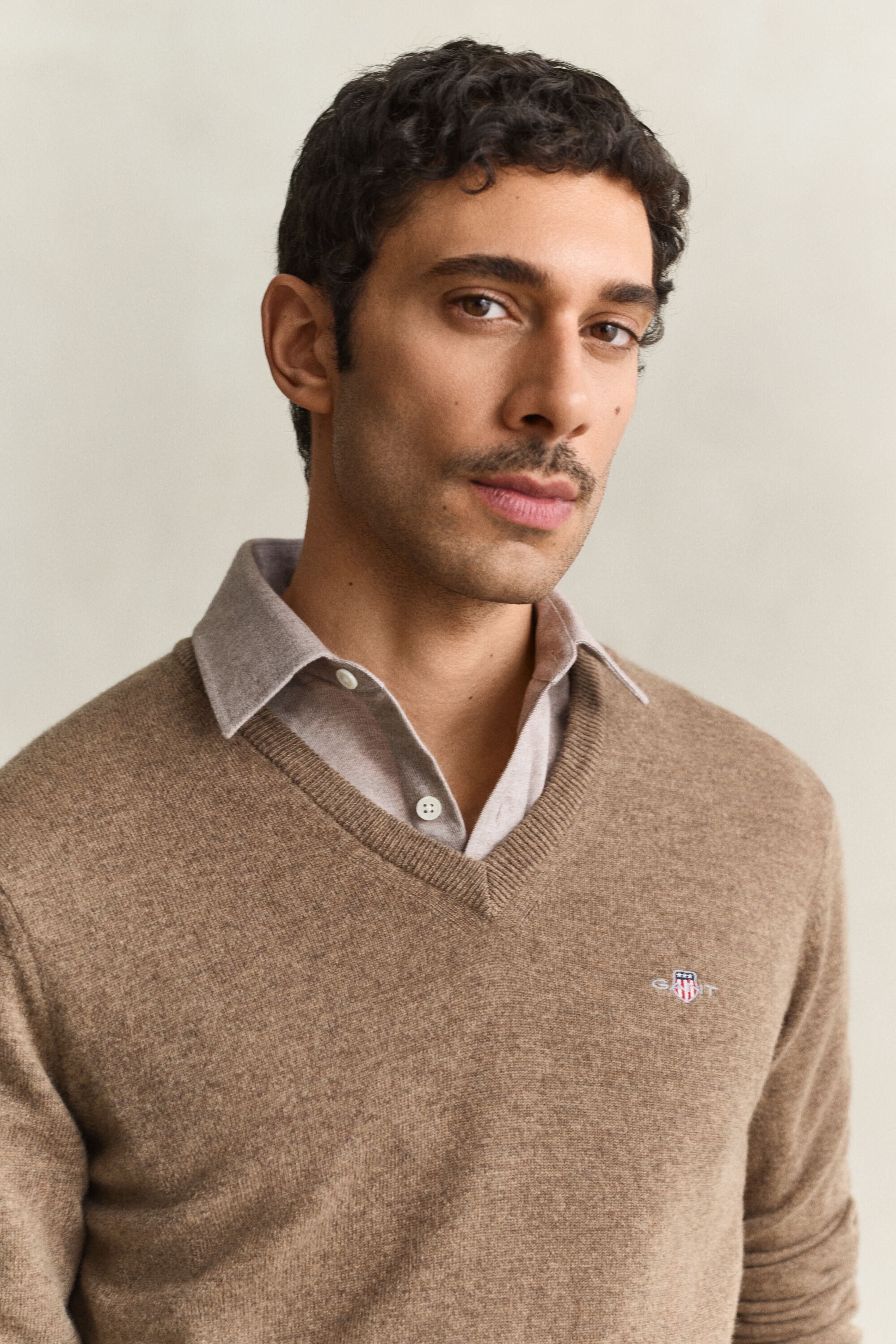 Sweater med V-hals i lammeuld