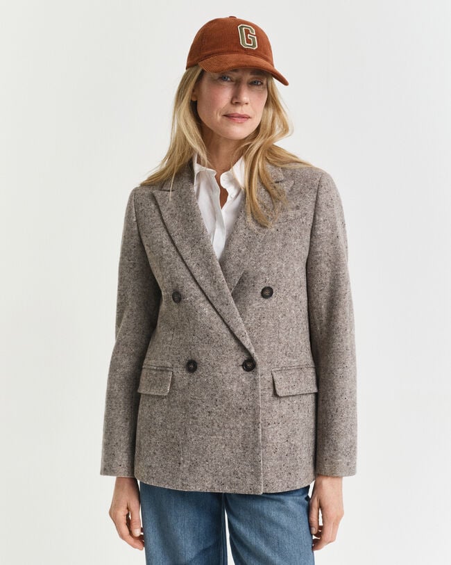 Regular fit uldblazer med tekstur