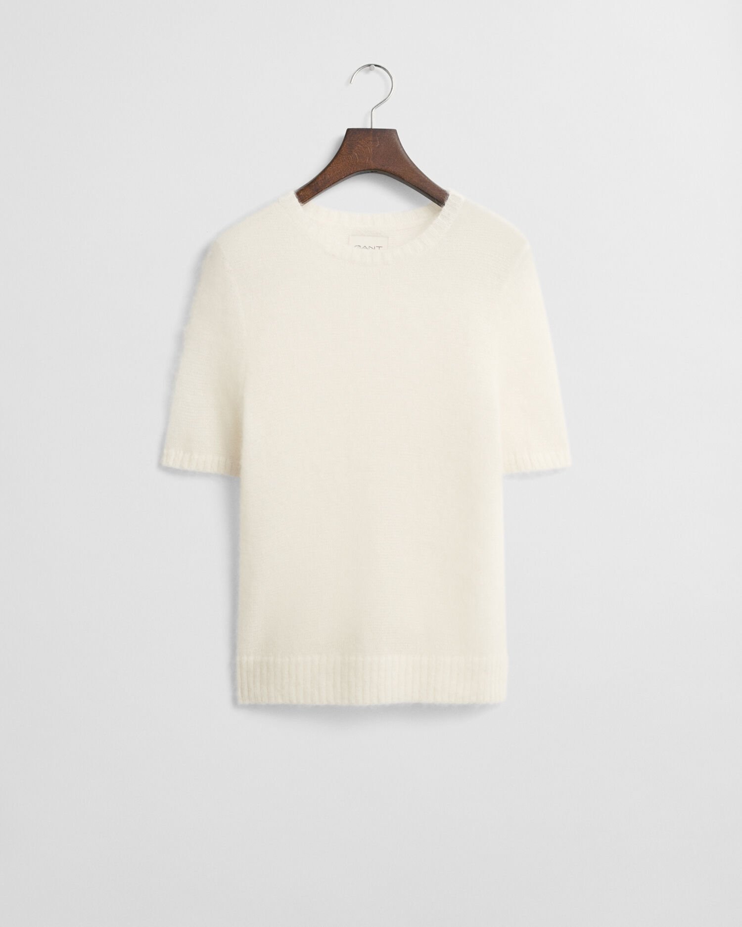 Kortærmet sweater i mohairblanding med crewneck