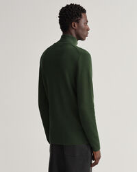 Ribstrikket Texture sweater med halv lynl&aring;s