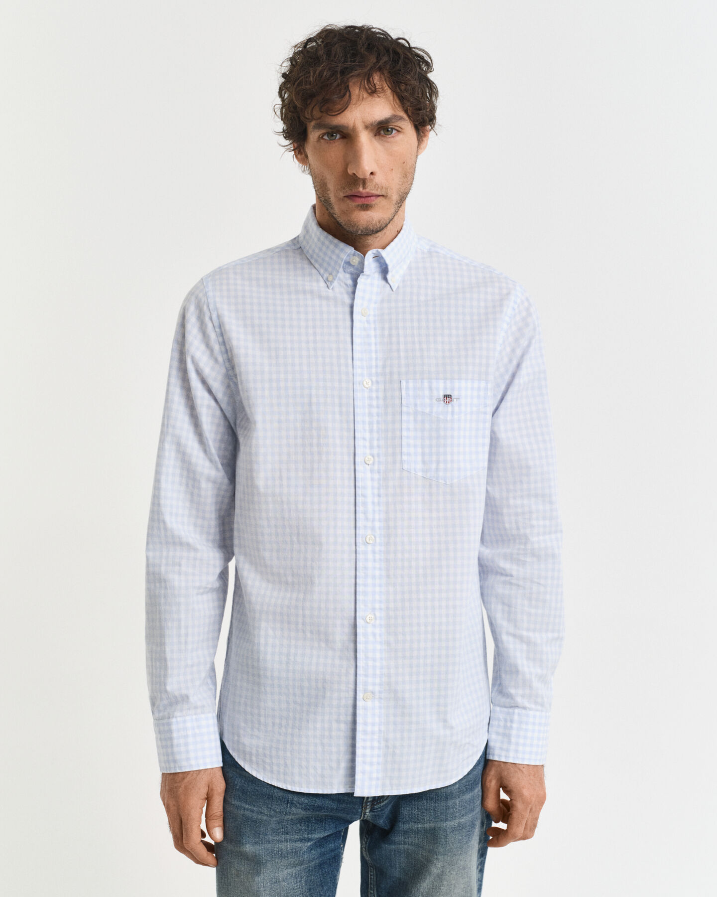 Regular fit klassisk gingham poplin-skjorte