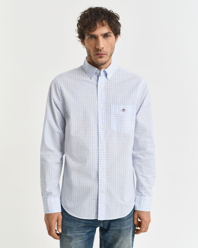 Regular fit klassisk gingham poplin-skjorte