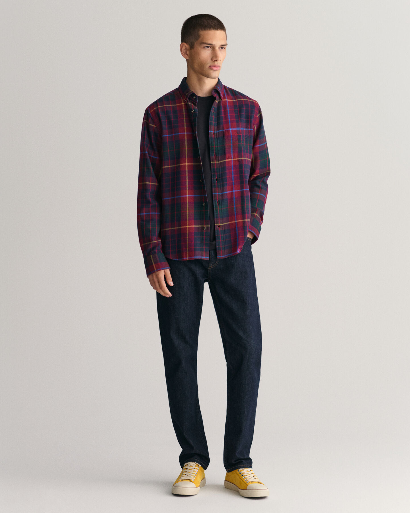Regular fit skotskternet flannelskjorte