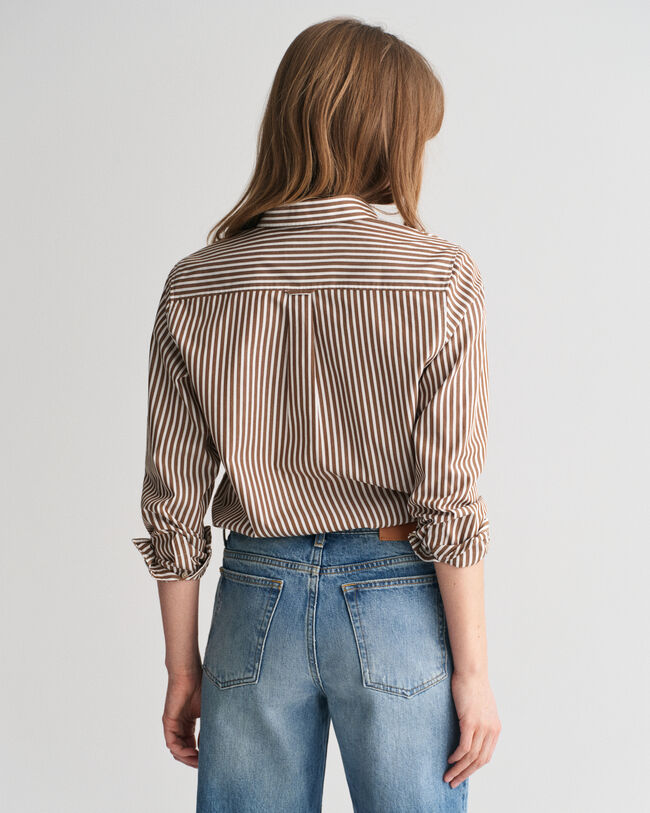 Regular fit klassisk stribet poplin-skjorte