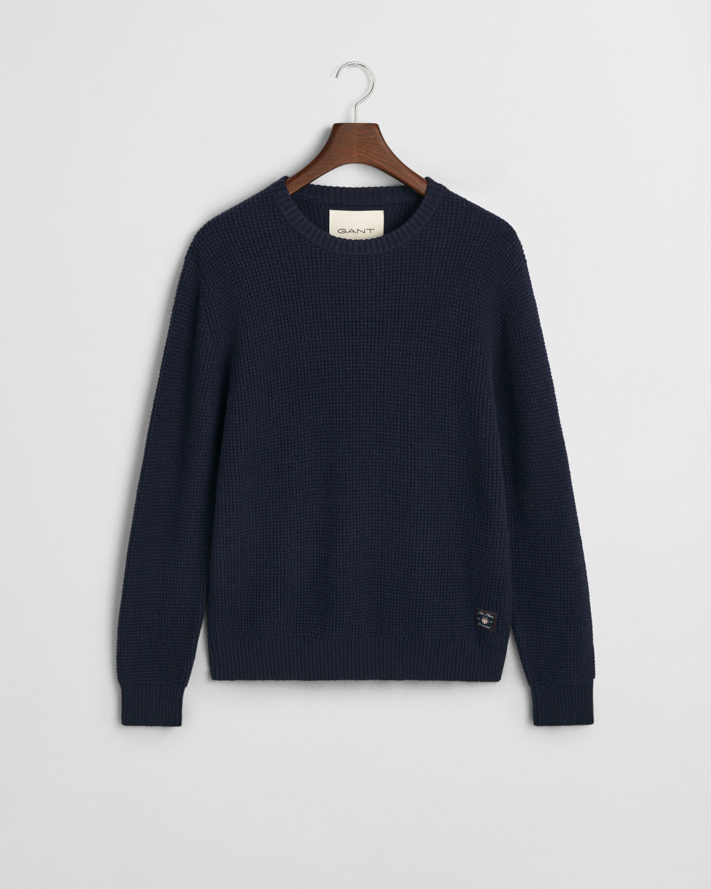 Tekstureret sweater med crewneck i uldblanding