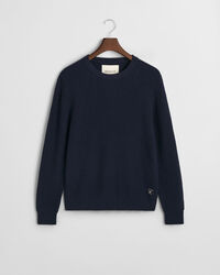 Tekstureret sweater med crewneck i uldblanding