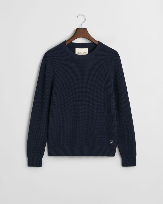 Tekstureret sweater med crewneck i uldblanding
