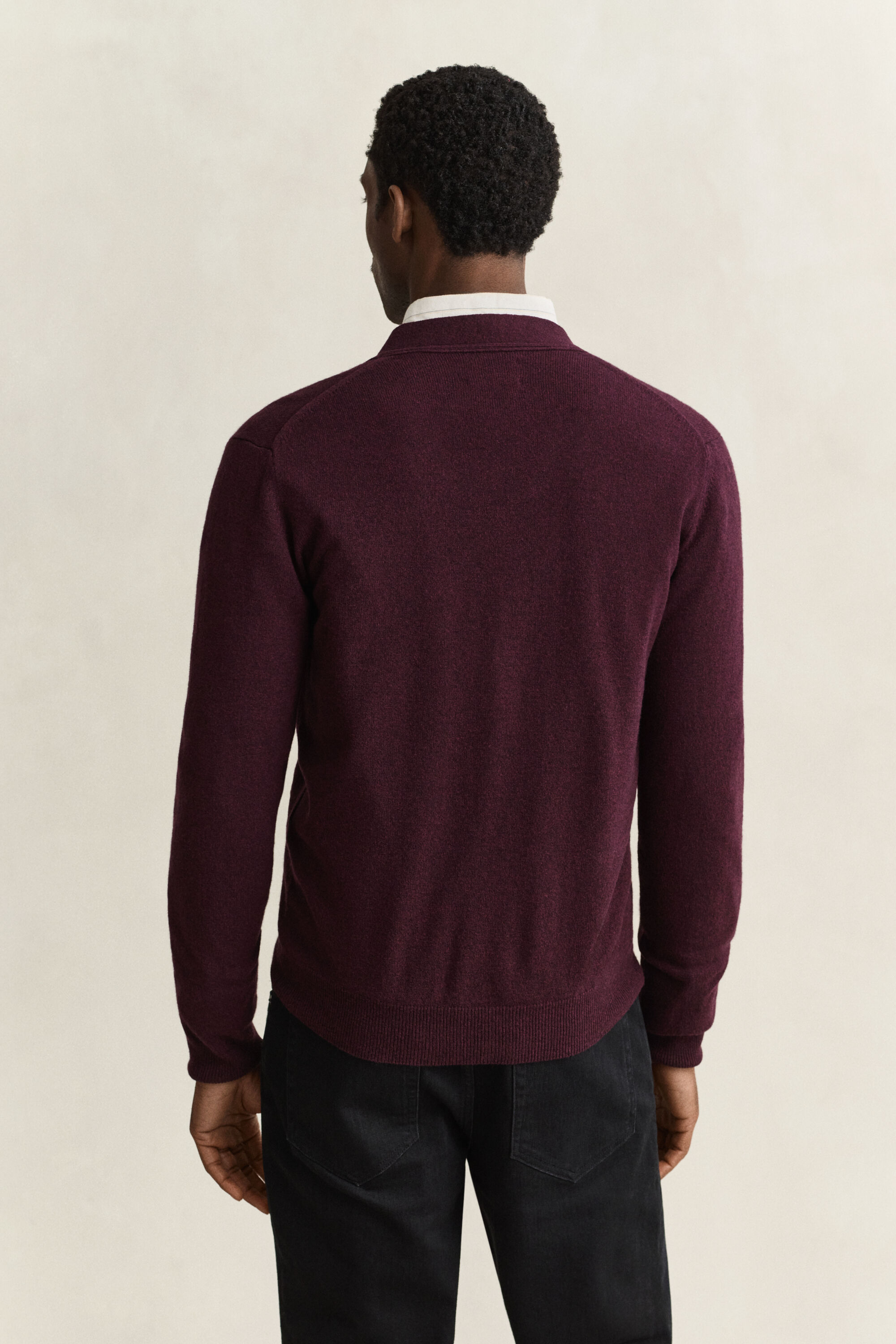 Cardigan i lammeuld med V-hals