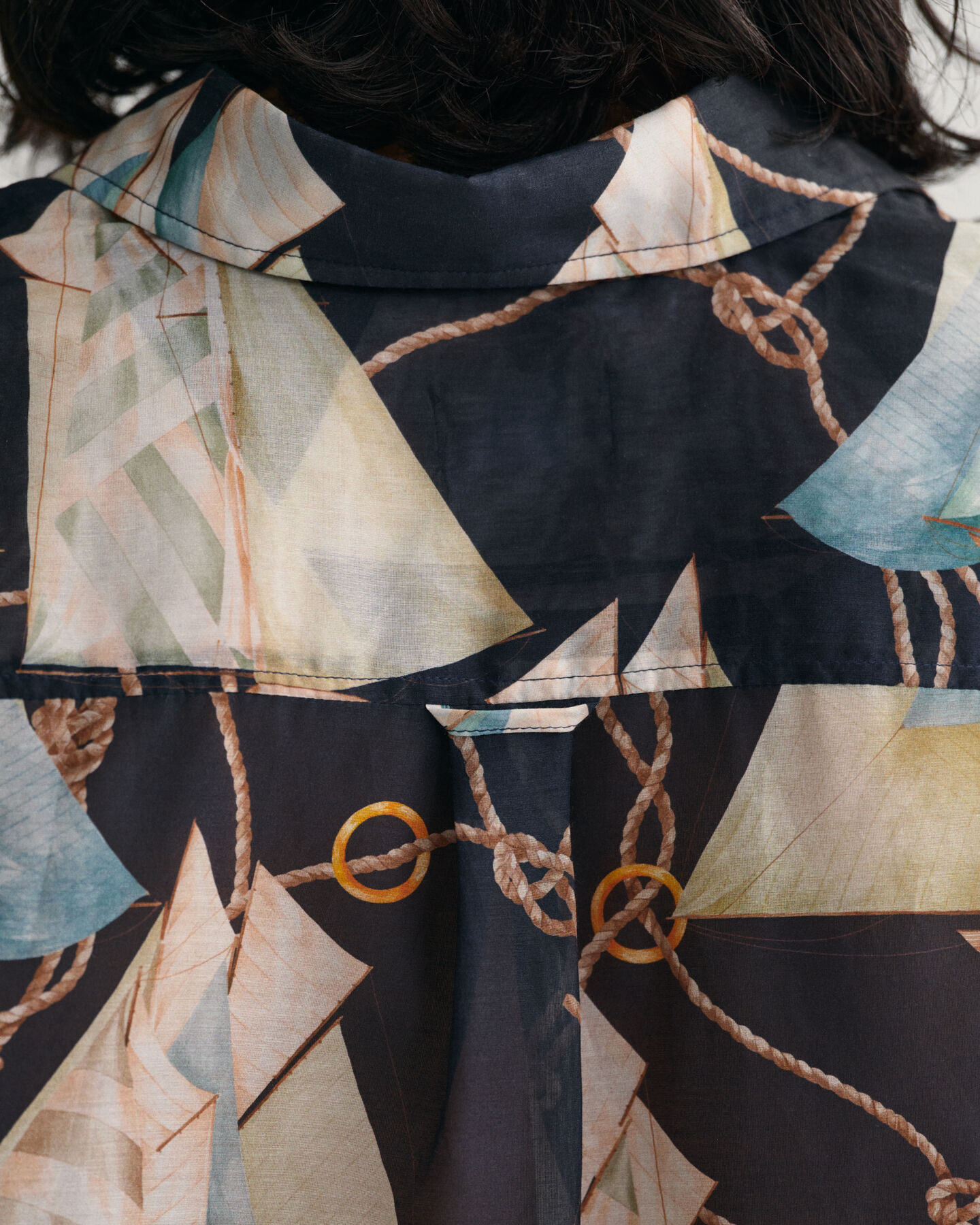 Relaxed fit bomuldssilkeskjorte med Sailing-tryk