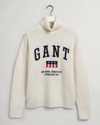 Graphic sweater i uld med rullekrave