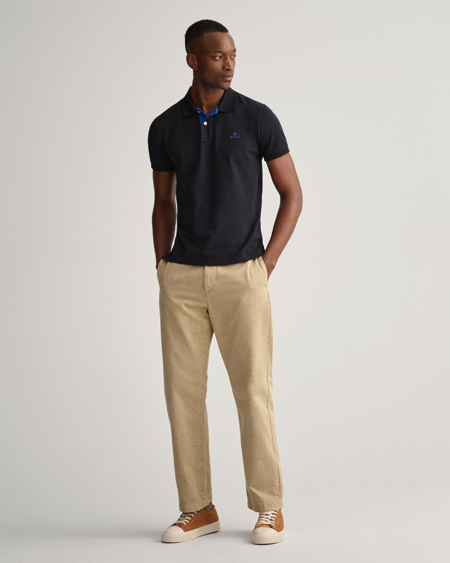 Contrast piqué Rugger med krave