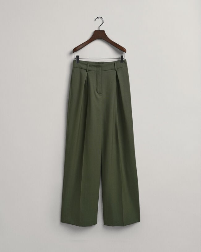 Brede bukser med læg og høj talje