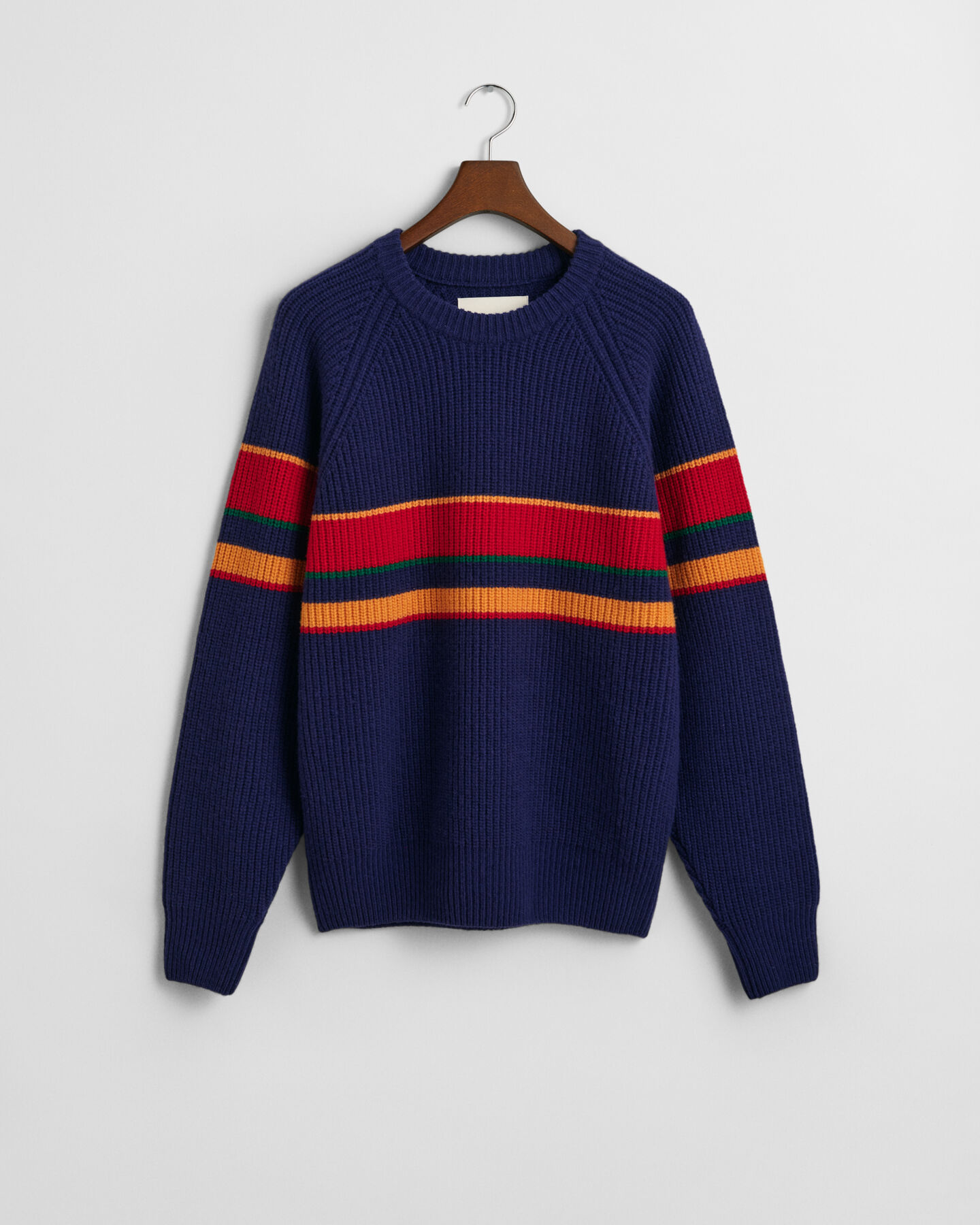 Stribet crewneck sweater med raglanærmer