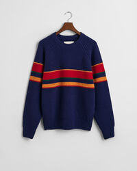 Stribet crewneck sweater med raglanærmer