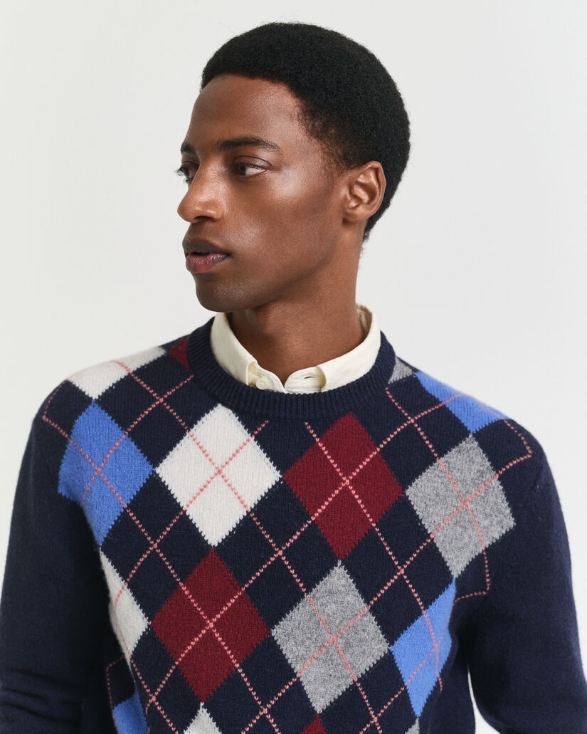 Argyle sweater med crewneck