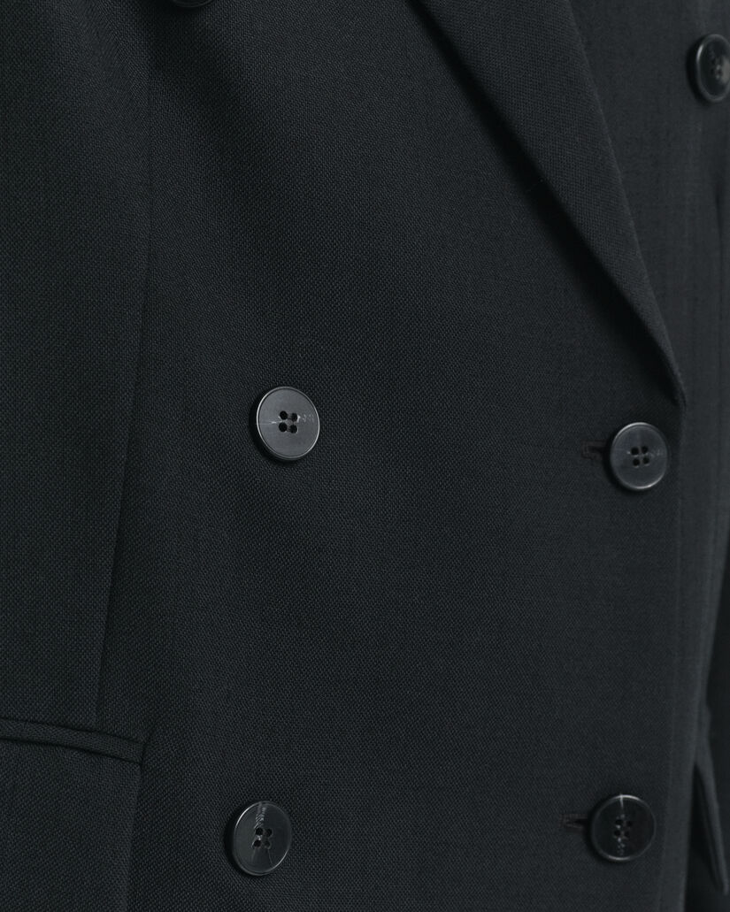 Relaxed fit dobbeltradet hopsack blazer i uldblanding