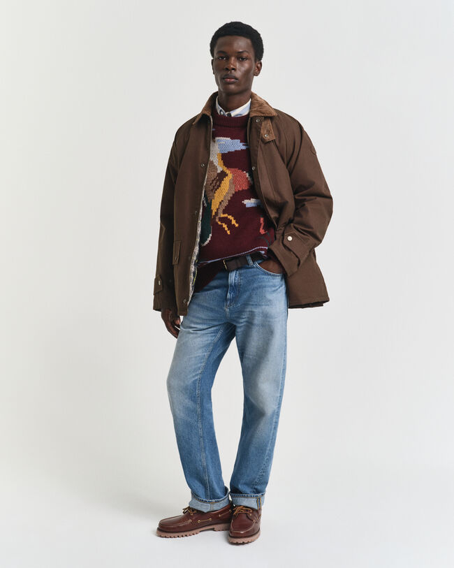 Sweater med fuglegrafik og crewneck