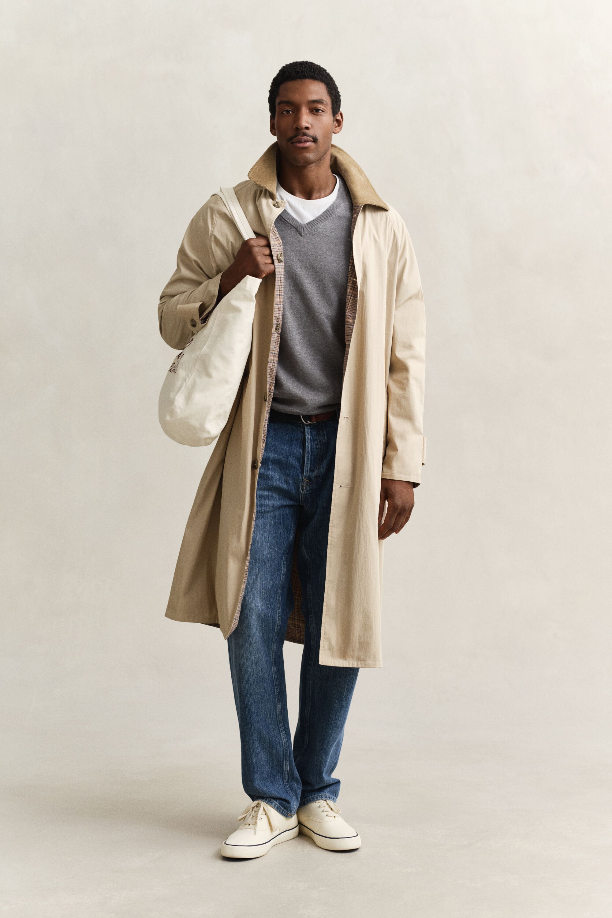 Klassiske sweater i bomuld med V-hals