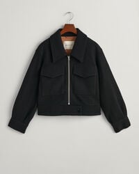 Boucl&eacute; jakke med lynl&aring;s