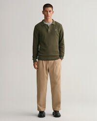 Polo sweater af bomuldspiqu&eacute;