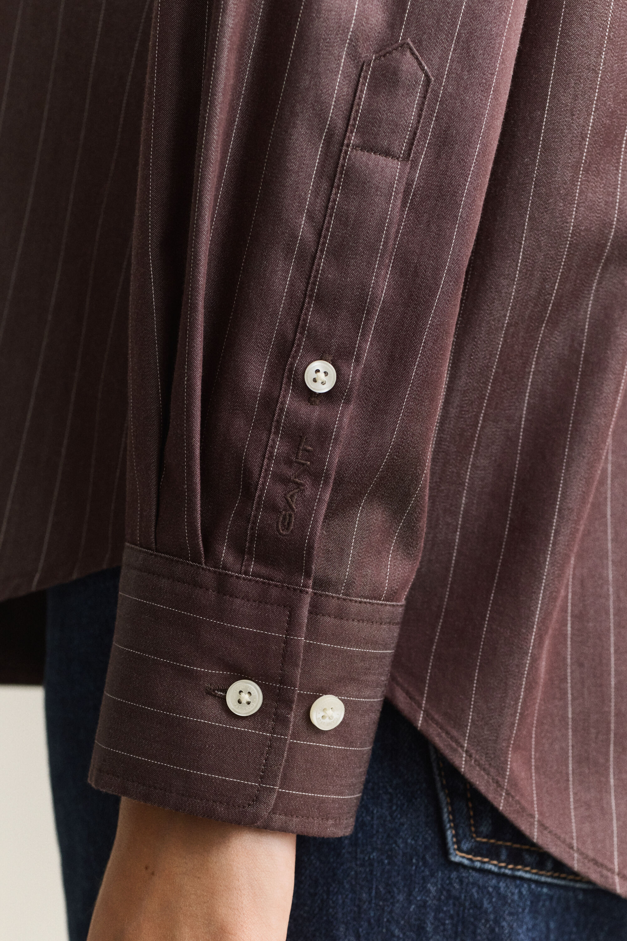 Relaxed poplin skjorte med striber