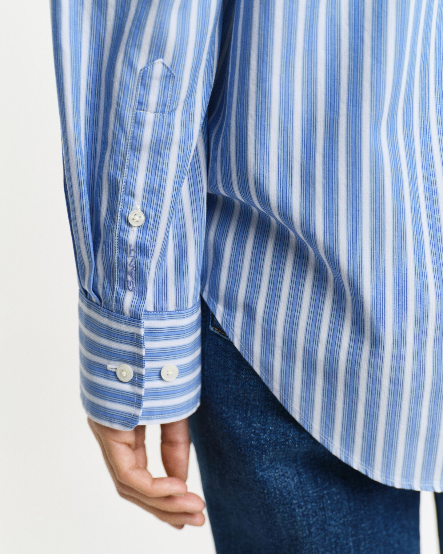 Relaxed fit klassisk stribet poplin-skjorte